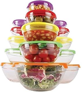 Copper Top - 10 Pcs Glass Storage Bowl Set with Colour Lids Food Container Microwave Dishwasher Freezer Safe