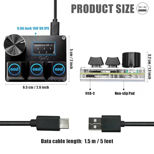 Image of SayoDevice O3C OSU Keyboard Rapid Trigger Hall Switches Magnetic Linear Switches Keyboard with Knob and Screen,Copy Paste,Shotcut,Macro Hotswap Mini Keypad. (with OSU keycaps-Black)