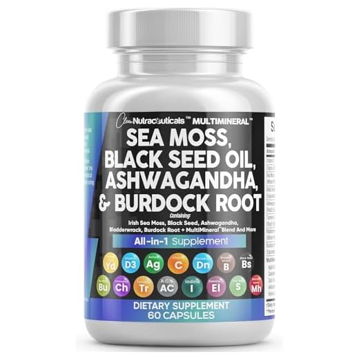 Sea Moss 3000mg Black Seed Oil 2000mg Ashwagandha 1000mg Turmeric 1000mg Bladderwrack 1000mg Burdock 1000mg & Vitamin C & D3 with Elderberry Manuka Dandelion Yellow Dock Iodine Chlorophyll ACV