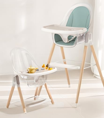 Image of 6-in-1 Convertible Baby High Chair, High Chairs for Babies and Toddlers with Removable Cushion and Double Tray, Reclining Seat, Compact and Portable Highchair, Easy to Clean