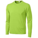 Clothe Co. Mens Long Sleeve Moisture Wicking Athletic Sport Training T-Shirt, L, Lime Shock