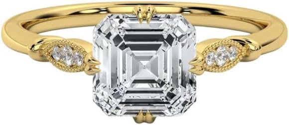 1ct-5ct Asscher Moissanite Engagement Ring For Women Moissanite Engagement Ring in 10K/14K/18K White gold And 925 Sterling Silver Wedding & Proposal Jewelry