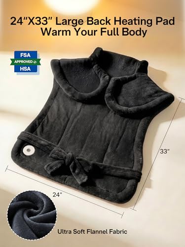 Image of ALLJOY Heating Pad for Back Pain Relief, 24 inchx33 inch Weighted Heating Pad for Neck and Shoulders and Back, Father-s Day Gift-s for Dad, Neck Heating Pad Fast-Heating with 6 Settings, Auto Shut-Off, Black