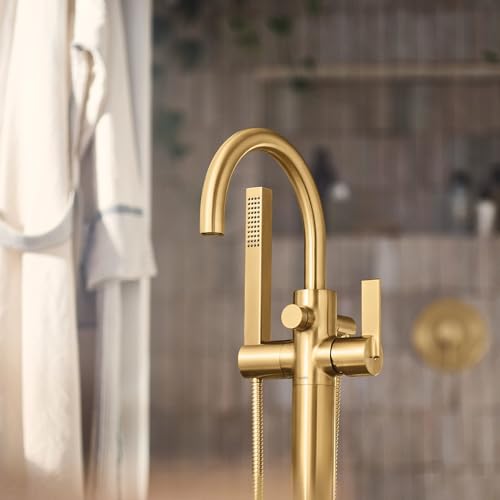 Moen Cia Brushed Gold One Handle Freestanding Floor Mount Tub Filler with Handshower, 615BG by Moen - Image 7