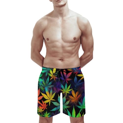 Trippy Weed Tie Dye Men's Swim Trunks Quick Dry Beach Shorts Summer Short with Drawstring and Pockets2