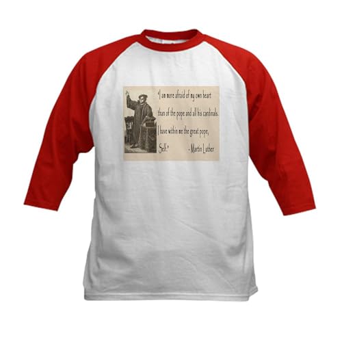 CafePress Martin Luther Had The Pope, Self Kids Baseball Jer Kids Cotton Baseball Jersey, 3/4 Raglan Sleeve Shirt Red/White