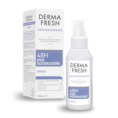 Dermafresh Ipersudorazione, Deodorante Antitraspirante Spray 100 ml, Efficace 48H, No Alcol, Antimacchia, Delicato sulla Pelle, Contro Sudorazione e Cattivi Odori, Dermatologicamente Testato