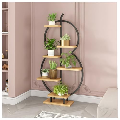 Support de plantes en métal robuste avec 6 niveaux d'exposition pour décoration intérieure