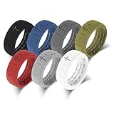 Silicone Christian Ring Set, 7 Pcs Religious Cross Rings with Joshua 1:9 Bible Verse, Comfortable Wedding Bands for Men Women, Fashion Jewelry Gift for Faith Enthusiasts,Size 13