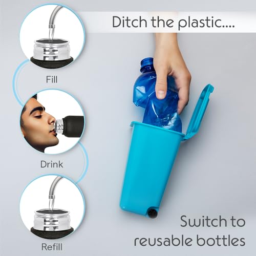 Image of Borosil 1 L Cosmo Black Stainless Steel Water Bottle | ISI Certified Made in India Single Wall, Wide Mouth, Leakproof | Powder Coated, Fridge Safe | 1 Year Warranty