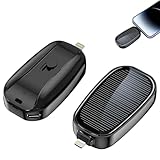  Mini banque d\'alimentation solaire d\'urgence, portable avec double protection, étanche, anti-poussière, panneau solaire à cristaux liquides, tête de charge rétractable (pour iPhone, rouge)