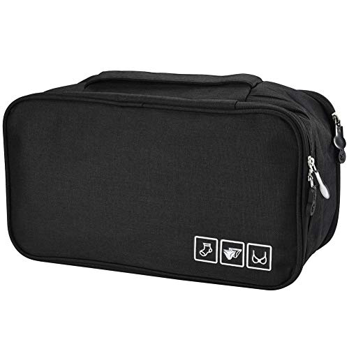 Cizen Bolsa de Ropa Interior de Viaje Impermeable - Organizador de Equipaje, Organizador Ropa Interior Viaje Portátil, Adecuado para Hotel Hogar Baño Avión Viajes, Negro