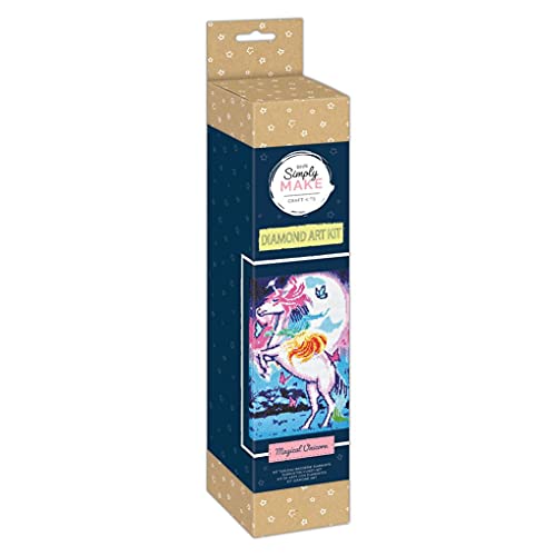 Simply Make Diamond Art Kit, Magical Unicorn, Diamond Painting Kits for Adults Vibrant Picture Canvas with Accessories