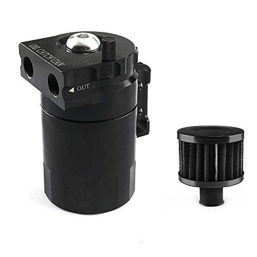 Aiuphing oil catch can, Universal Motorluft-Ölabscheiderbehälter, 300ml Aluminium Ölauffangbehälter mit Luftfilter,Schlauch und sonstiges Zubehör (Schwarz)
