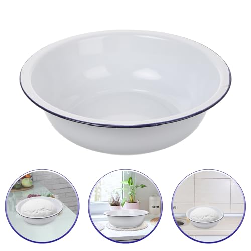 Tazón grande de esmalte 30 cm blanco estilo retro miniatura 7