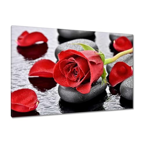 Tableau sur toile pierres roses rouges 120x80 décoration murale salon H1856M