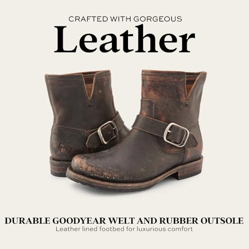 Frye 5 ¾” Veronica Booties for Women - Full-Grain Brush-Off Leather with Antique Metal Hardware and Rubber Outsole, Genuine Stitch Welt Construction4