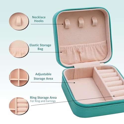 Image of P Arts Personalised Mini Jewellery Organizer for Women - Custom Name Rakhi Gift for Sister | Rakshabandhan Special Jewelry Storage Box, PU Leather Travel Case