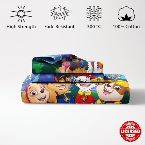 Image of Sassoon Paw Patrol Outdoor Vibes Digital Printed 100% Cotton Bedsheet with 2 Pillow Covers in 300TC