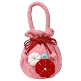 [kimono cafe] 七五三 バッグ ふっくら飾り うさぎ 花 巾着袋 ピンク 赤 白 女児 753 三歳 七歳 *6030000297999* (花/ピンク)