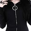 Gothic Punk Zipper Hoodie Jacket for Women Y2K Aesthetic Harajuku Oversized Long Sleeve Sweatshirt Coat Outerwear Halloween Goth Tops Black XXL #4