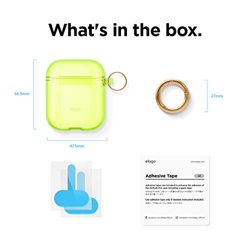 Elago Clear Airpods Case With Keychain Designed For Apple Airpods 1 & 2 (Neon Yellow) #TOP7