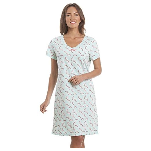 Camille Camicie da Notte estive in Morbido Cotone Elasticizzato 42/44 Aqua Floral