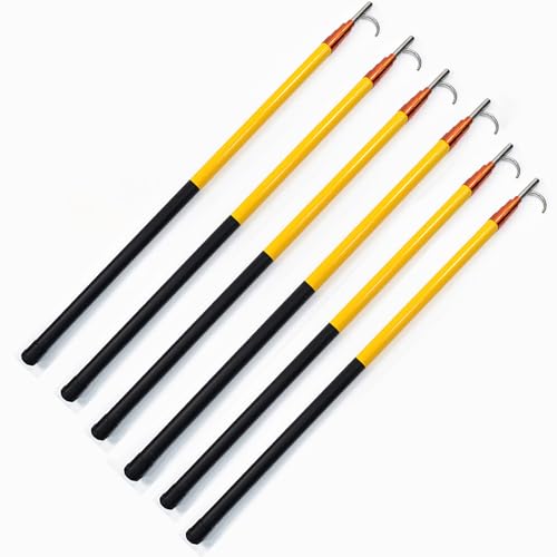 MLYAYE Flexible Professional Boathook with Insulated Pole, 2 4 6 Pack Grabber Tool, 13' 16 Ft 20 Feet Long High Reach Cargo Retrieval Equipment & Boat Mooring Docking Rods(6pack,4M/13.1FT)
