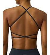 PAVOI ACTIVE Open Back Strappy Yoga Workout Bras for Women - Low Support Criss-Cross Sports Gym B...
