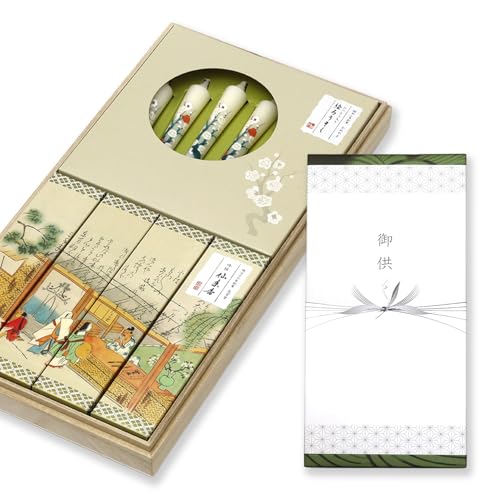 お悔やみ 線香 ギフト お供え 桐箱 【仙年香 白檀 外のし 絵蝋燭】 日本製 少煙 贈答用 お線香