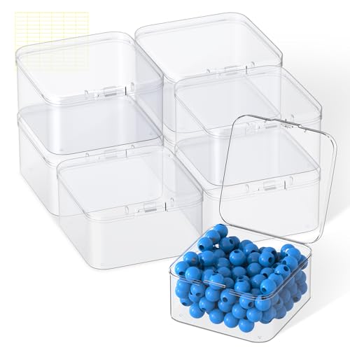 8 Pack Clear Plastic Storage Containers with Lids 2.56 x 2.56 x 1.38 inch Clear Beads Storage Containers Box for Collecting Small Items Beads Game Pieces Hardware DIY Art Crafts Accessories