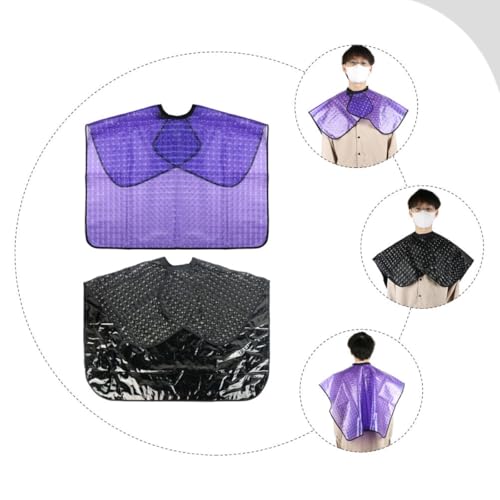 Set de 2 capas impermeables para peluquería GALPADA negro y púrpura miniatura 3