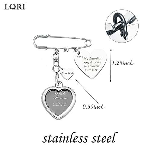 Image of LQRI Wedding Memorial Gift Wedding Boutonniere Bouquet Charm Pin Guardian Angel Grandma Walk Down The Aisle Bridal Charm in Memory of Grandma