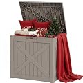 ATMELT 35 Gallon Waterproof Resin Deck Box, Outdoor Lockable Storage Bins Container Container for Patio Cushions Garden Tools Delivery Box, Grey