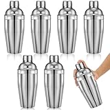 Nitial 6 Pcs Bar Cocktail Shaker Professional Stainless Steel Martini Drink Mixer with Built-in Strainer for Bartending No Leaks Boston Shaker for Bar Party Drink Mixing Tool(18.6 oz,Silver)