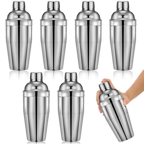 Nitial 6 Pcs Bar Cocktail Shaker Professional Stainless Steel Martini Drink Mixer with Built-in Strainer for Bartending No Leaks Boston Shaker for Bar Party Drink Mixing Tool(18.6 oz,Silver)