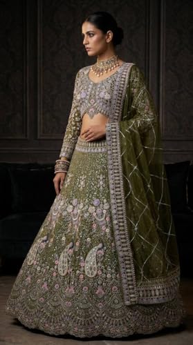 Image of Lehenga choli For Womens and Girls Soft Butterfly Net Lehenga Choli with Coding Sequins Work Dupatta | Semi Stitched Designer Ethnic Set