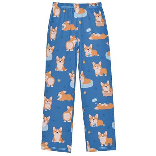Boy's Pants Welsh Corgi Different Poses Jogger Pants Elastic Waist Long Bottoms Trousers with Pockets 6-14 Years