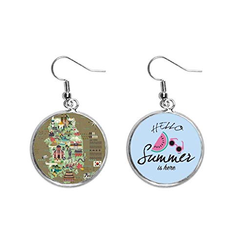 Pendientes de sandía de moda de Corea para mujer bisutería esmaltada de lóbulo verano