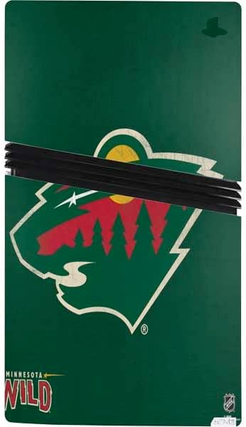 Skinit Decal Gaming Skin Compatible with PS5 Pro Bundle - Officially Licensed NHL Minnesota Wild Distressed Design