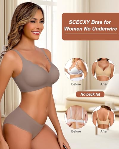 No Underwire Bra for Women Full Coverage V Neck Push Up Wireless Bras for Women4