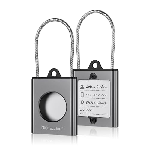 Boîtier Porte-GPS Tag PROfezzion en Métal Gris avec Câble Sécurisé pour Valise et Sac