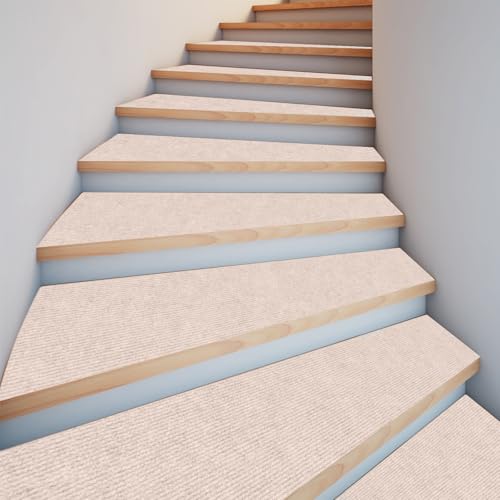 Alfombrillas antideslizantes para escaleras, 17 x 90 cm, autoadhesivas, parte trasera de TPE, insonorizadas, reu y cortables, paquete de 5 unidades, seguras y cómodas para personas mayores
