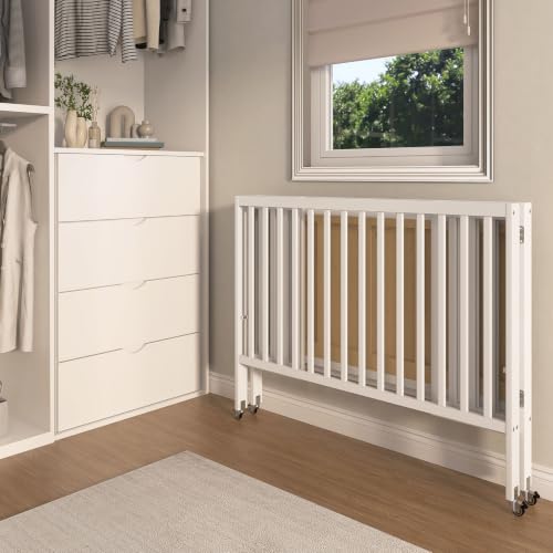 Dream On Me Synergy Flex Foldable Full-Size Baby Crib with Wheels, White - image 8