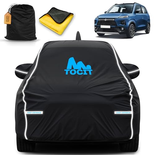 Image of Xl5 Waterproof Long Life Car Cover with Safety Glow Reflective Strap, Premium Stretchable Velvet Velour Fabric, Machine Washable, Tri-Stitch Custom Fit with Mirror & Antenna Pocket