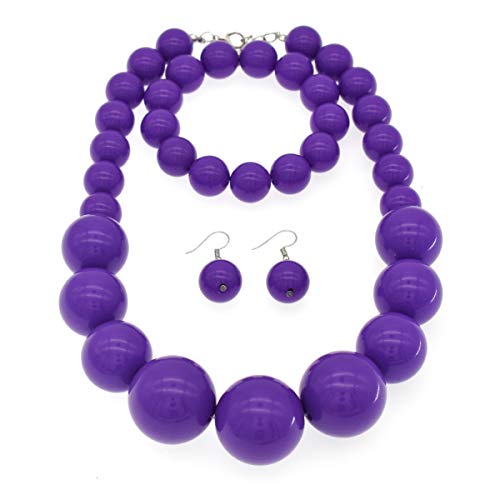 Jnf Chunky Pearl Choker Necklace Large Pearl Statement Necklace Trending Choker Pearl Wedding Jewelry For Brides Boho Pearl Jewelry Set (Purple Necklace) #TOP6