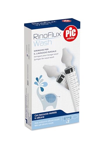 Pic Solution – Siringhe per lavaggio nasale con beccuccio in silicone morbido, adatte a bambini dai 4 mesi e adulti, la confezione contiene 2 siringhe da 10 ml con 2 beccucci a forma di oliva