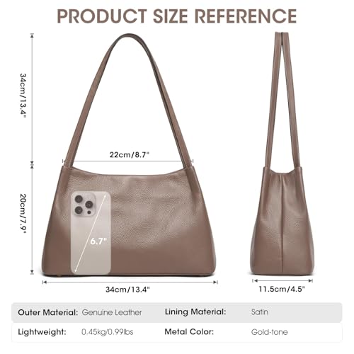 Image of Kattee Genuine Leather Purse and Handbag for Women, Soft Hobo Bag