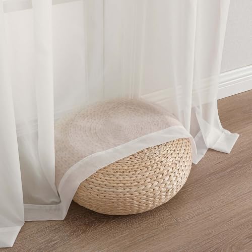 Image of Chyhomenyc Ivory Sheer Curtains 68 Inch Length, Light Filtering Solid Color Bedroom Window Sheer Curtain Panels, Elegant Curtains & Drapes for Living Room, 42Wx68L, 2 Panels