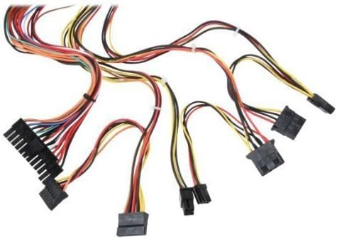 Various power supply cables including 20/24 pin ATX, 4-pin Molex, SATA, and FDD connectors